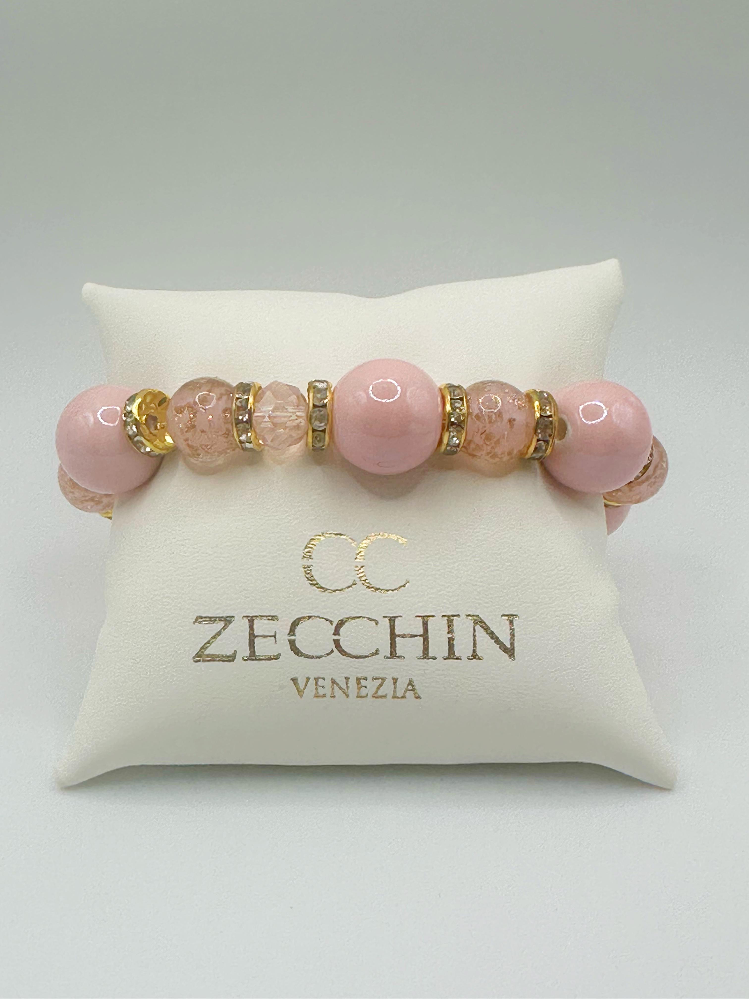 Bracciale Melissa con perle in vetro di Murano, colore rosa